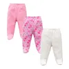 Hose 3pcs/Los Frühling Herbst Fuß Fußbabyhosen 100% Baumwolle Baby Girls Jungen Kleidung Unisex Casual Bottom Pants Neugeborene Baby Kleidung