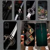 Japan Samurai Katana telefonfodral för Samsung A91 A81 A73 A72 A71 A30S A20 A12 A13 A52 A53 4G 5G Svart mjukt telefonskydd