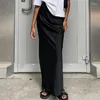 Jupes mode satin noir jupe longue pour les femmes