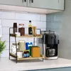 Kitchen Storage 1pc & Organization Coffee Bar Accessories And Organizer Station 2 Tier Counter Shelf