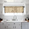 Granos de café Cocina de tul cortina pequeña cenefa transparente cortina corta sala sala de estar decoración del hogar
