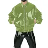 Women's Jackets Long Sleeve Glossy PVC Leather Womens Office Lady Turn-down Collar Front Zipper Wetlook Clubwear Fetish Cosplay Costume