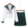 Uniforme scolaire Japonais jupes plissées jk uniforme pour fille lycéen Kawaii Green Sailor Cosplay Clothing coréen