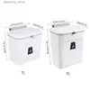 Waste Bins JYPS 7/9L Hanin Trash Can For Kitchen Lare Capacity Kitchen Recyclin arbae basket Bathroom Wall Mounted Trash Bin with lid L49