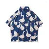 Chemises décontractées masculines 2024 Chemise de streetwear masculine Duck Duck Graphic Hawaiian Aloha Hip Hop Summer Street Beach Male