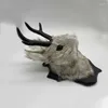 Decorative Figurines Xams Wall Mounted Fake Head Jackalope Decor Resin Hanging Ornament Wooden Antler For Home Living Room