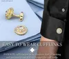 Cuff Links Hawson Luxury Crystal Cuff Lins Homme Mens Mens Luxury Cuffer Robe Shirts Mens Mens Wedding Business Office Ory Accessoires Y240411