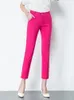 Casual Cotton Anklelen Pants Women S4xl Slim Pantalones Mid talia Klasyczna stała ołówek spodni Office Chudy spodnie 240411