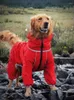 Vestuário para cães Autumn e inverno Labrador de peles dourado médio a grande capa de chuva ao ar livre Casaco de quatro pernas