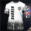 Barber Shirt T-shirts masculin 3D Vêtements pour hommes personnalisés imprimés O-cou surdimensionné bon marché à manches courtes