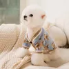 Dog Apparel Cute Bear Pattern Teddy Sweater Puppy Two Feet Open Button Shirt Pet Autumn And Winter Clothes Warm