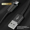 Type C Nylon Braided Micro USB Cables Charging Sync Data Durable Quick Charge Charger Cord for Android V8 Smart Phone 1m 2m 3m