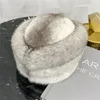 Basker vinter premium förtjockad päls hatt damer lyx limink termisk topp veckad design högkvalitativ vindtät