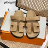 Italien chypres sandaler platt äkta läder kardborrband 7a mocka sandal vert mules brev utomhus loafers casual