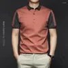 Polos masculinos 2024Spring Summer Fashion Polo Polo de manga curta camisetas casuais roupas ocidentais versáteis camisas de deslocamento soltas