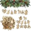 Party -Dekoration 100pcs Hängende Ornamente Weihnachtsbaum Anhänger Holz Schneemann Navidad Schneeflocke