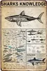 Haie Wissen Retro Metallzeichen Vintage Sharks Zeichen Wanddekoration Lustige Karte Wissen Zinn Zeichen Schule Populärwissenschaft