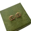 Pendientes de cartas clásicas Los pernos tienen sellos retro 14k Pendientes de oro Diseñador para la fiesta de bodas de mujeres Regalos de joyas de joyas