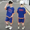 Trousers Baby Boys Summer Clothing Sports Sets Letter T Shirt+short Pants 2pcs Suits Boys Tarcksuit Clothes 4 5 6 7 8 10 11 13 14 Years