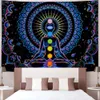 Yoga Fluorescent Tapestry Mur suspendu tapis tapisses tapisseries décor de pièce lumineuse fond esthétique lueur sous ultraviole