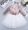 Toddler Girls Flower Sequins Princess Dress zomer verjaardagsfeestje tutu tuLle formele jurken kinderen kinderen bruidsmeisje kleding q07168299688