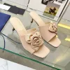2024 Zomer Nieuwe Rose Hoge Heel Slippers Hoofd Triangle Label Set teen Set Lege Fashion Women's Sandals