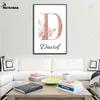 Nome personalizzato personalizzato Poster Alphabet Poster Lettera floreale Art Canvas Print Baby Nursery Wall Painting Kids Room Decoration