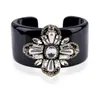 Bangle Hahatoto Trendy Black Harts Inlaid Handgjorda Crystal Pärled Flower Statement Women smycken 32976274296