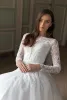 2024 Современные свадебные платья с длинными рукавами аппликации кружевные бусинки линии свадебные платья на заказ