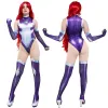 Teen Titans Super -heróis Starfire Koriand'r Cosplay Cosplay Costume Zentai Bodysuit Halloween Fantasia para mulheres Aldult Kids