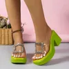 Chaussures habillées 2024 Femmes Platform Corporations Ssandals High Talèled Toe Toe Rhinaspe Pantors pour porter des sandales épaisses épaisses imperméables