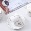 Teaware Sets Black Marble White Matte Ceramic Coffee Set Bone China Sugar Jug Pot Cup15pcs Coffeeware Saucer Milk Giftbox