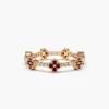 Klaverring Volle eeuwigheid Garnet en diamant in 14k goudstapel stapelbare januari geboortestond direct factorfactory levering