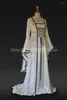 Party Dresses White Velvet Renaissance Prom Vintage Evening Chapel Skirt Fairy Long Sleeve Historical Medieval Wedding Line Side Gowns