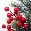 Dekorativa blommor konstgjorda röda bär långa grenar falska växter vas för julbröllop fest hemrum år 2024 dekoration gåva
