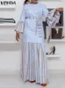 بالإضافة إلى الحجم 5xl Vonda 2024 لبوهيميان طويل اللباس النساء الطويل الفانوس فانوس خمر Sundress عرضة مربعة الفضفاضة Maxi Robe 240410