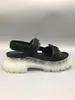 Saison Sommer Hochqualität Roma Sandalen Kristall transparent Sohle Schaffell Echtes Leder TPU Sohle Cowide Beach Atmungsfreie Plattformschuhe