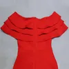 Red New Style High-und Lady Slim Fithing Party Off Bandage Bandage Summer Party Femmes Bodycon Mini Slim Dress HL1118