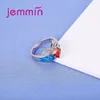 Cluster Rings Wholesale Retail Shining Ring Blue Fire Opal Orange Stone For Women Wedding Jewelry