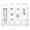 Plastic Clear Earrings Studs Display Rack Folding Screen Earring Jewelry Display Stand Holder Storage Box Gift For Women
