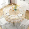 Accueil PVC Tableau d'huile imperméable à l'huile épaississer la nappe ronde rond Couverture de table basse de thé pour le banquet de fête de mariage