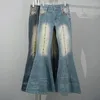 Jeans pour femmes imitation vieille pantalon de grosse flare 2024 Summer Y2k Slim Skinny High Street Hundred Take