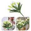 Flores decorativas 2 Bunco de buquê artificial Tulipas Faux Tulipas realistas Casamento Decoração Plástico