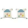 Pillow Set Of 2 Cartoon Tufted Tassel 3D Embroidery Geometry Case For Couch Sofa Bed Home Decorative Throw Cover