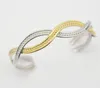 Bangle Jewelry Gold And Silver Color Bracelets Bangles Stainless Steel Wave Braided Elegant Opend Cuff