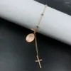 Link Bracelets Bracelete religioso Round Metal Rosário Crianças Batismo favorece católico