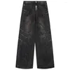 Herren Jeans Vintage Baggy schmutzig bedrucktes schwarz blau weiß lous lous denimhose plissierer designer retro unisex hip hop hosener