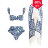 Oferty Nowe projektant mody hurtowe damskie stroje kąpielowe seksowne bikini Swimsuits damskie stroje kąpielowe kobiety blueandwhite porcelanowy nadruk bikini spódnica spódnica