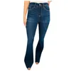 Pantalon féminin Blue Classic Fashion Skinny Denim High Bouton Zip Pocket Female Elastic Jean Bottoms Vêtements