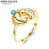 925 Pragem de prata esterlina 14K Mulheres de ouro amarelas Ringem o pé de bebê com 12 Birthstone Fine Jewelry Trendy Ring Presente de casamento